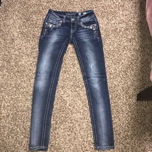 Dark skinny Miss Me jeans jeweled